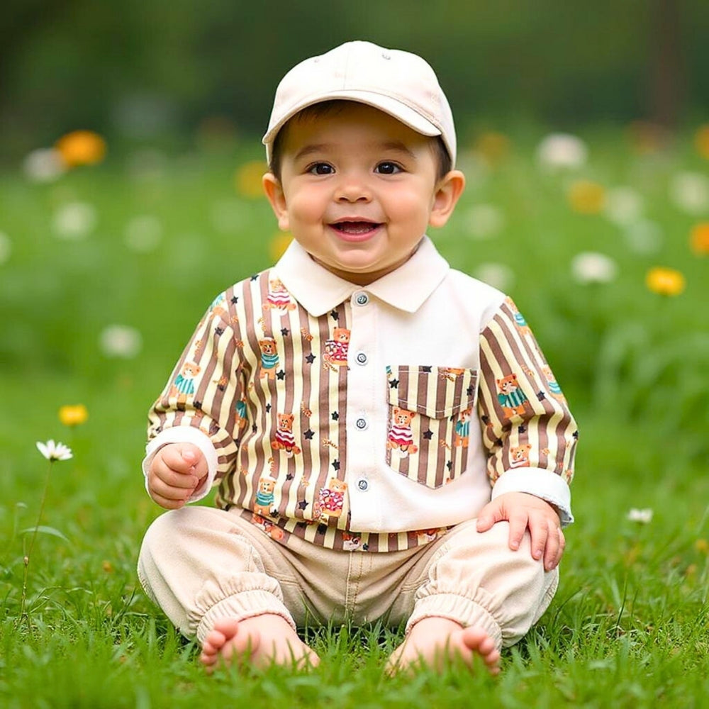 Striped Bear Shirt and Pants Set