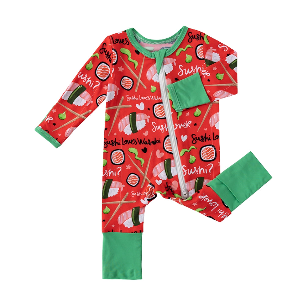 Playful Sushi Print Baby Sleep Romper
