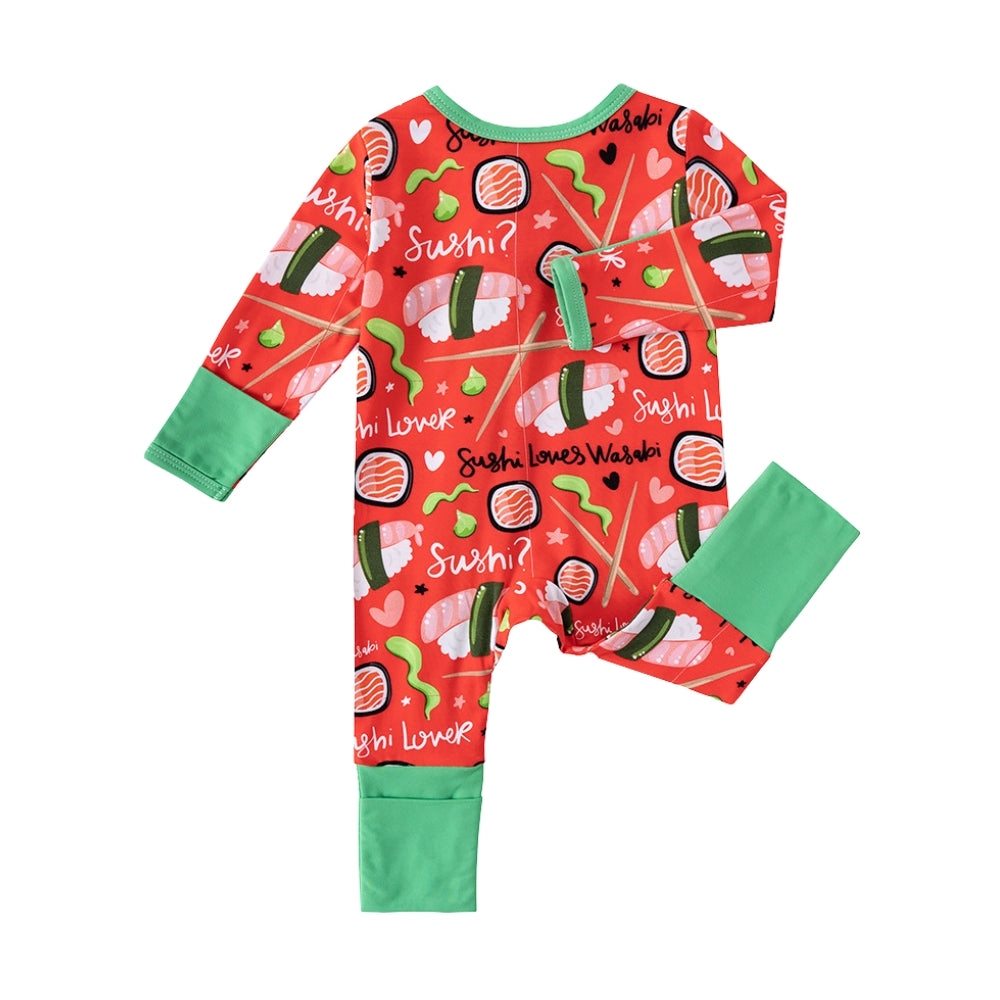 Playful Sushi Print Baby Sleep Romper