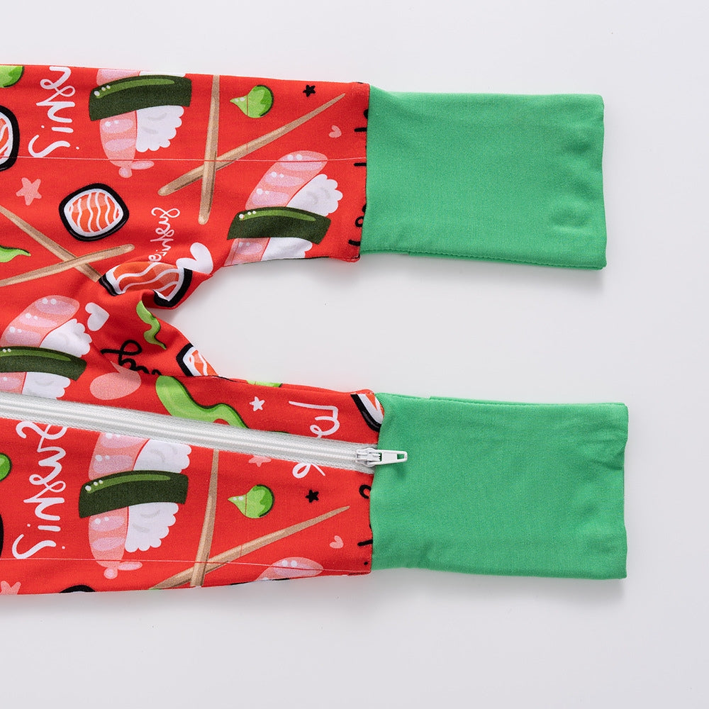 Playful Sushi Print Baby Sleep Romper