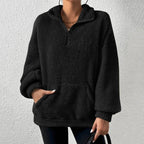 Sweat-shirt court en mélange de coton, demi-zip et facile à enfiler