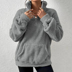 Sweat-shirt court en mélange de coton, demi-zip et facile à enfiler