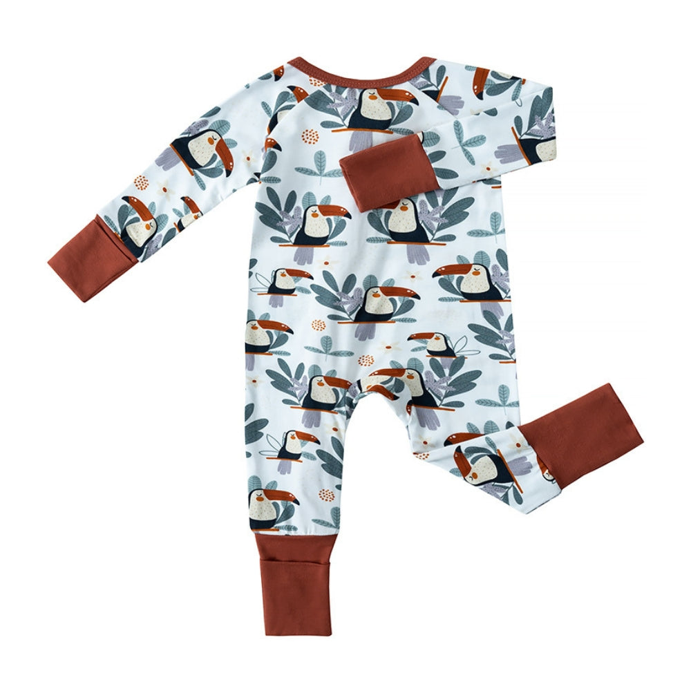 Sweet Animal & Floral Print Baby Romper