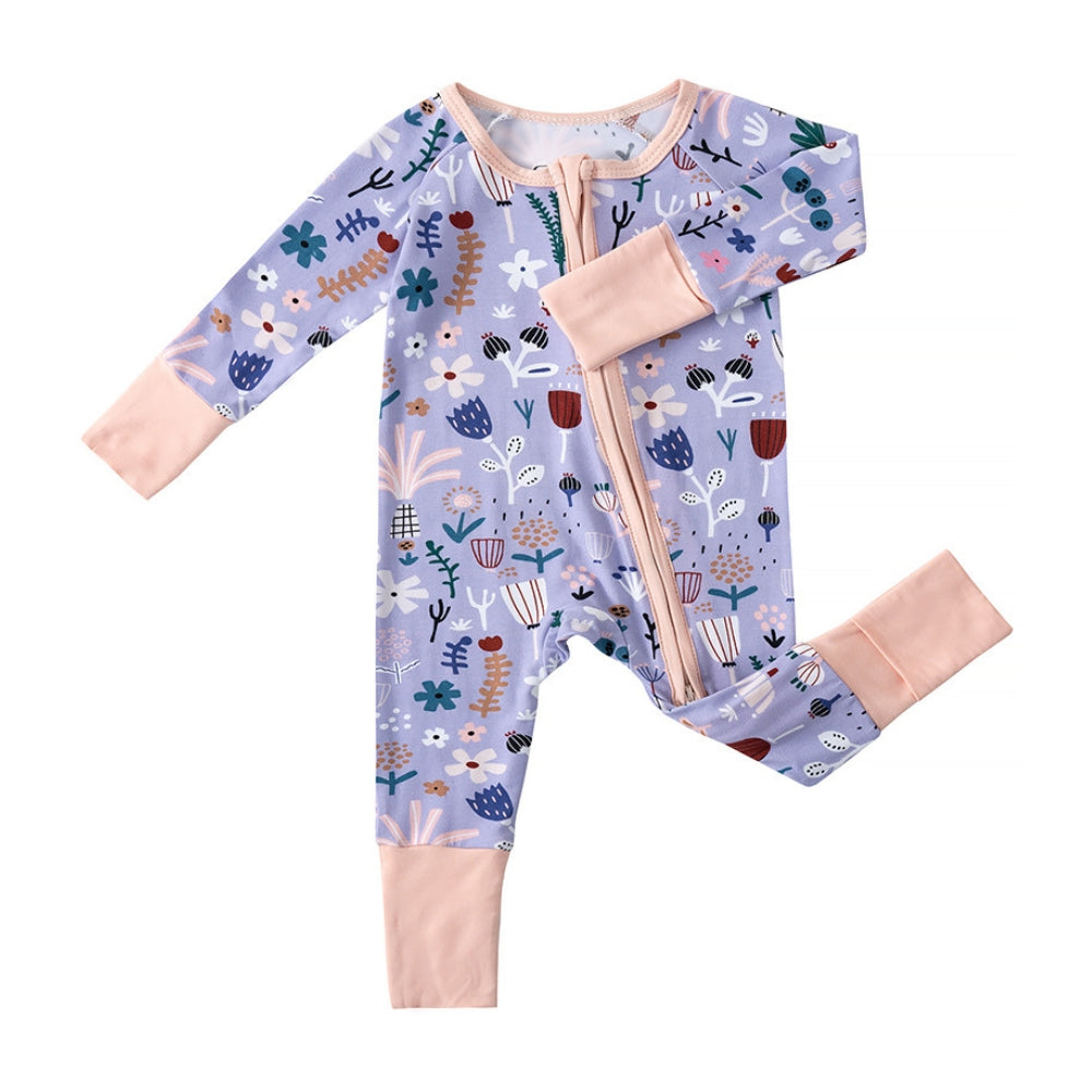 Sweet Animal & Floral Print Baby Romper