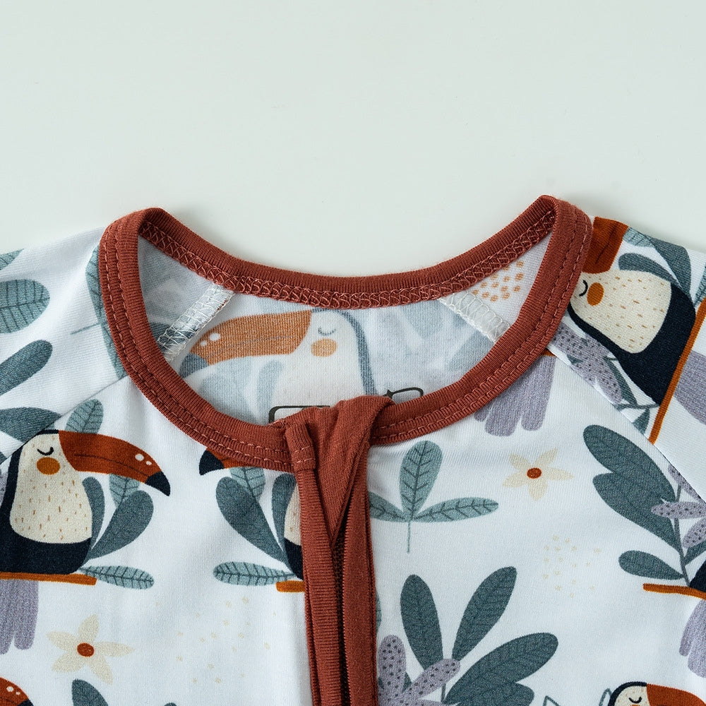 Sweet Animal & Floral Print Baby Romper