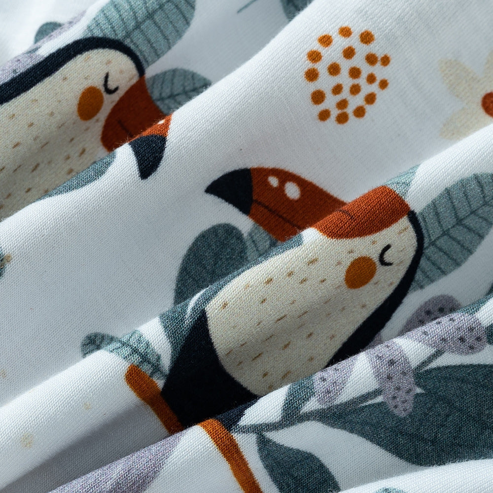 Sweet Animal & Floral Print Baby Romper