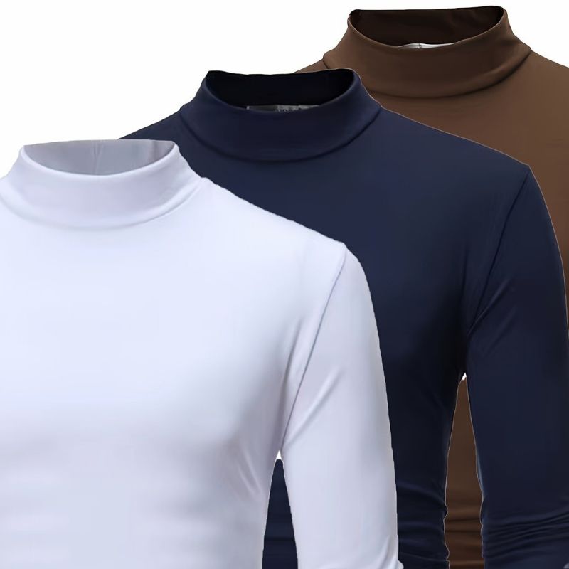 Col roulé - Ensemble 3 pièces en mélange de polyester pour une chaleur confortable et superposable