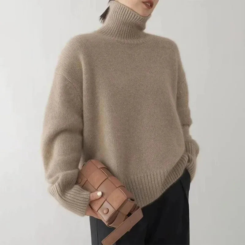 Turtleneck Sweater – Wool Blend Ribbed Cuffs & Warm Fit