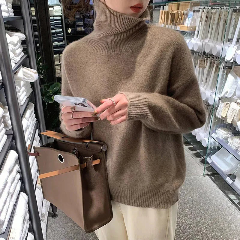 Turtleneck Sweater – Wool Blend Ribbed Cuffs & Warm Fit