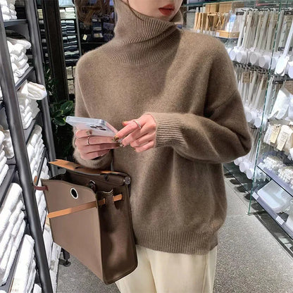 Turtleneck Sweater – Wool Blend Ribbed Cuffs & Warm Fit