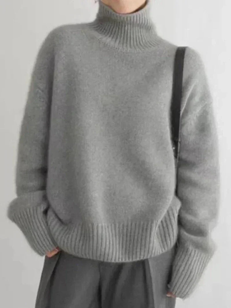 Turtleneck Sweater – Wool Blend Ribbed Cuffs & Warm Fit