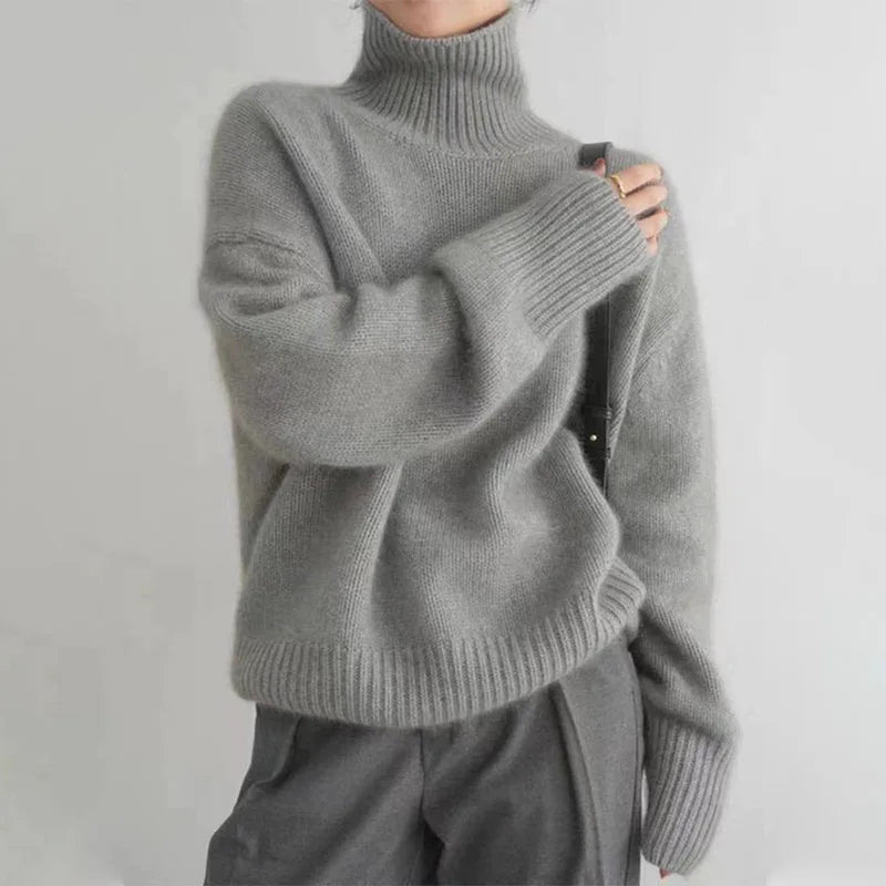 Turtleneck Sweater – Wool Blend Ribbed Cuffs & Warm Fit