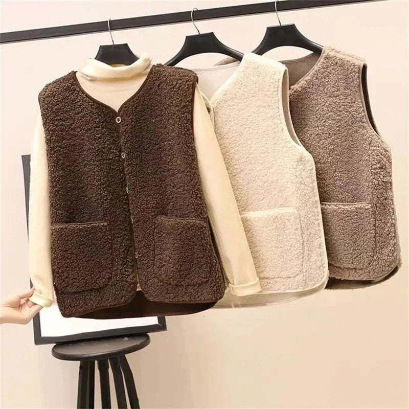 Vest - Sleeveless Wool Blend & Thick Fleece Warmth Layer