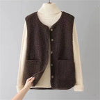 Vest - Sleeveless Wool Blend & Thick Fleece Warmth Layer