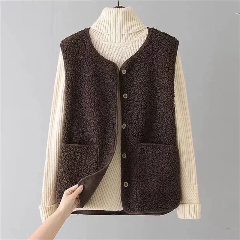 Vest - Sleeveless Wool Blend & Thick Fleece Warmth Layer