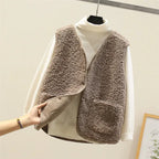 Vest - Sleeveless Wool Blend & Thick Fleece Warmth Layer