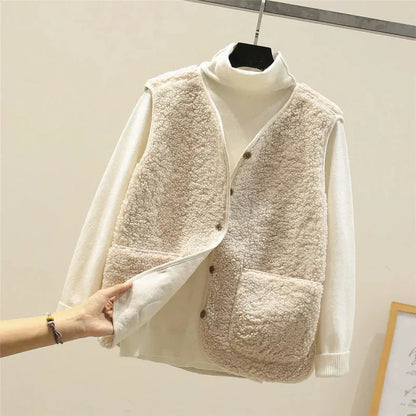 Vest - Sleeveless Wool Blend & Thick Fleece Warmth Layer