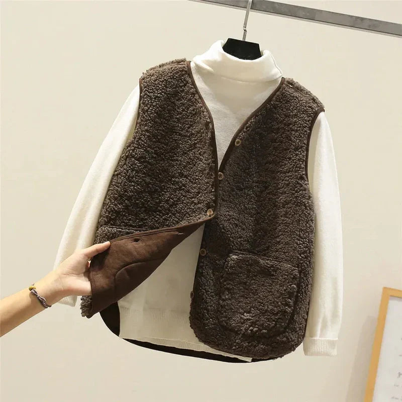 Vest - Sleeveless Wool Blend & Thick Fleece Warmth Layer