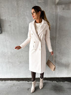 Wool-Blend Coat - Button Front Long Shape And Warm Cover