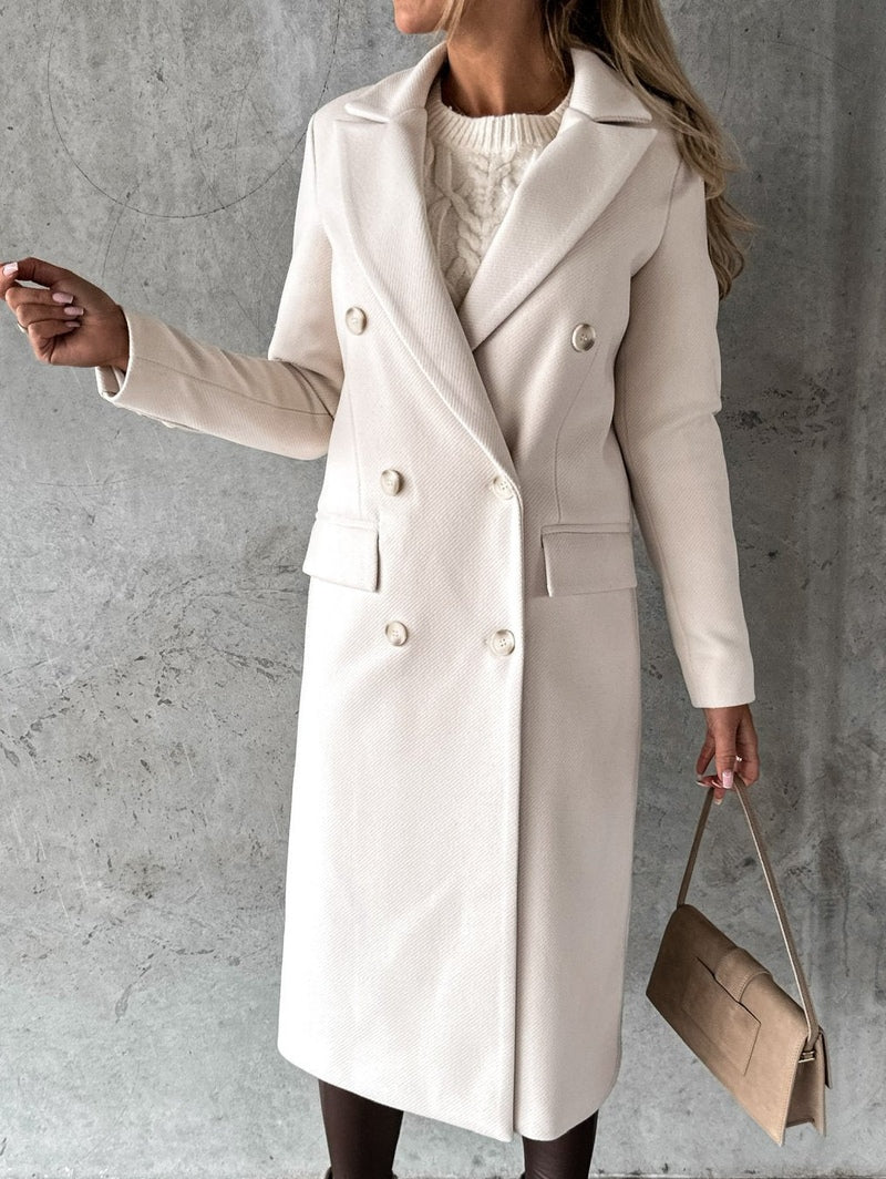 Wool-Blend Coat - Button Front Long Shape And Warm Cover