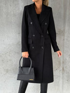 Wool-Blend Coat - Button Front Long Shape And Warm Cover
