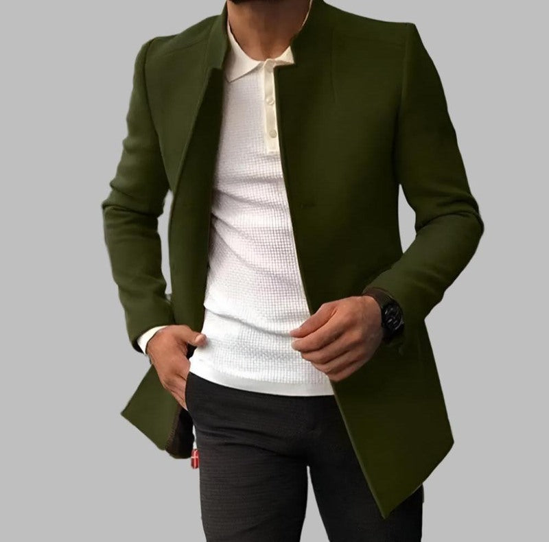 Manteau en laine mélangée - Coupe longue, fermeture boutonnée et doublure chaude