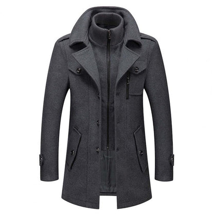 Wool Blend Coat - Structured Front Two Piece & Warm Lining