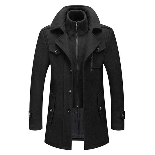 Wool Blend Coat - Structured Front Two Piece & Warm Lining