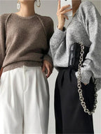 Wool-Blend Pullover – Vintage Knit Collar & Warm Lining