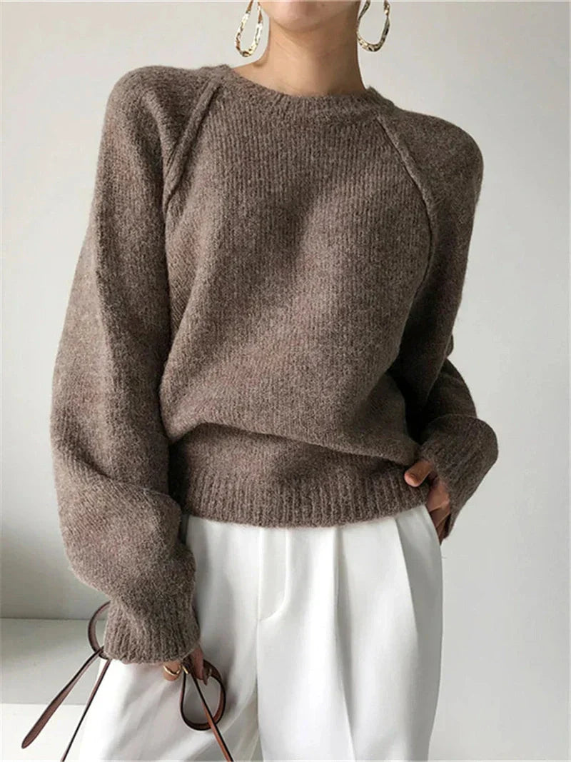 Wool-Blend Pullover – Vintage Knit Collar & Warm Lining
