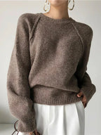 Wool-Blend Pullover – Vintage Knit Collar & Warm Lining