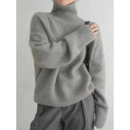 Wool-Blend Sweater - High Turtleneck & Warm Loose Shape