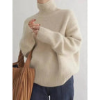 Wool-Blend Sweater - High Turtleneck & Warm Loose Shape