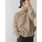Wool-Blend Sweater - High Turtleneck & Warm Loose Shape