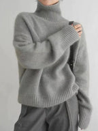 Wool-Blend Sweater - High Turtleneck & Warm Loose Shape