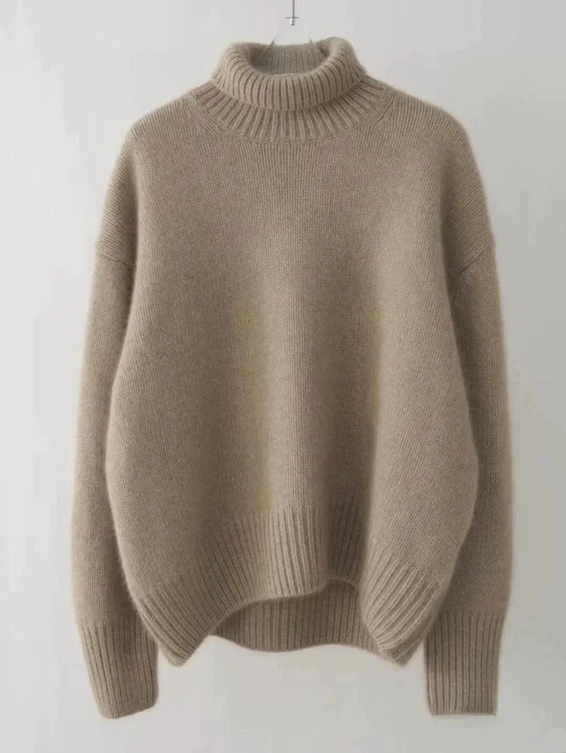 Wool-Blend Sweater - High Turtleneck & Warm Loose Shape