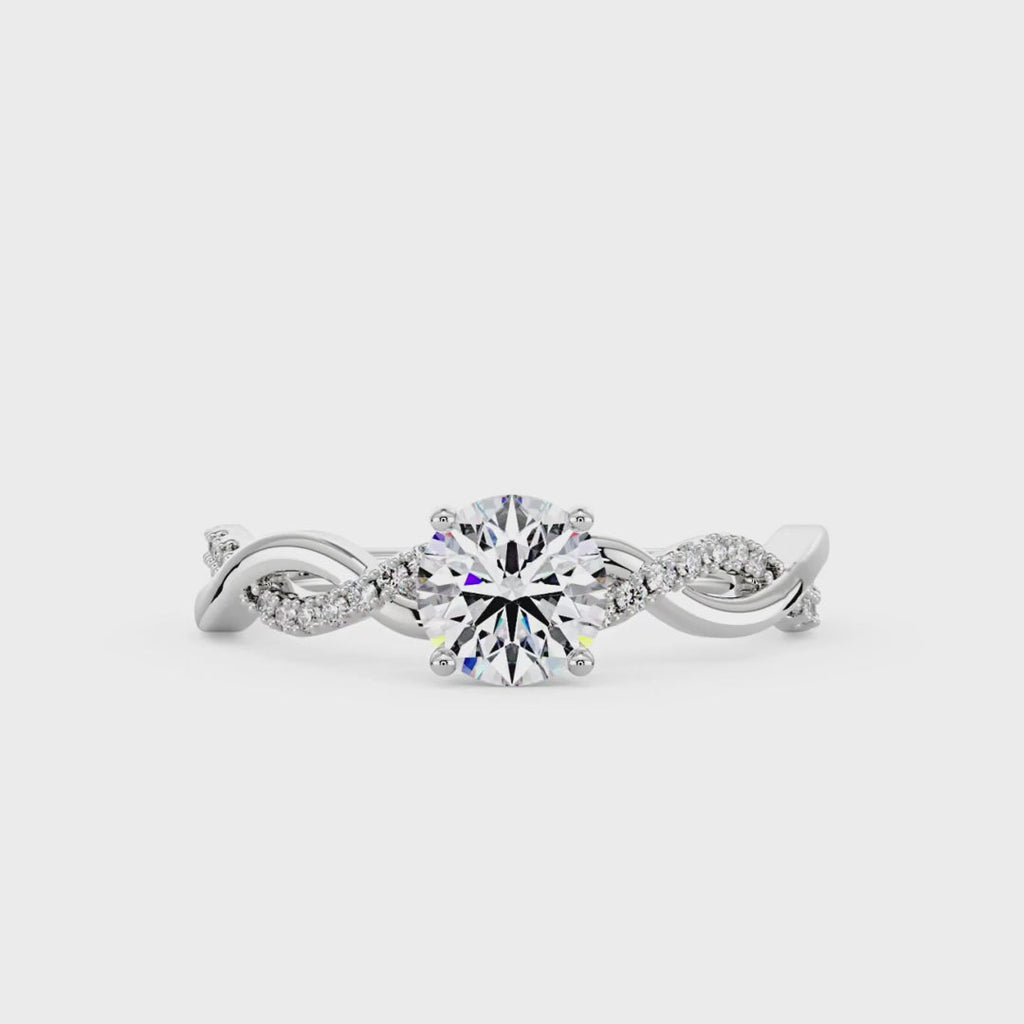 Bague solitaire ronde en moissanite entrelacée