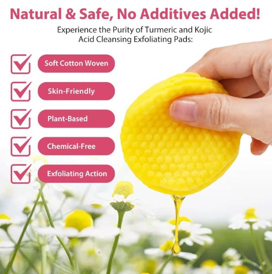 Tampons nettoyants à l'acide kojique et au curcuma