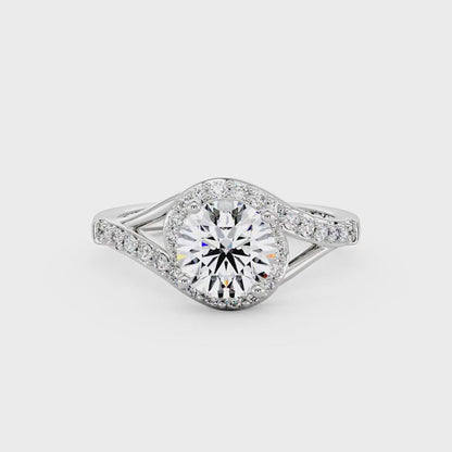 Starlight Halo Moissanite Ring with Twist Pavé Band