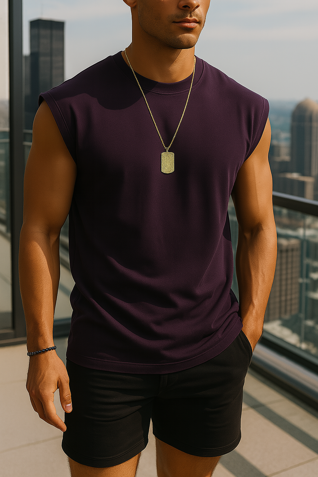 Débardeur décontracté à col rond pour homme
