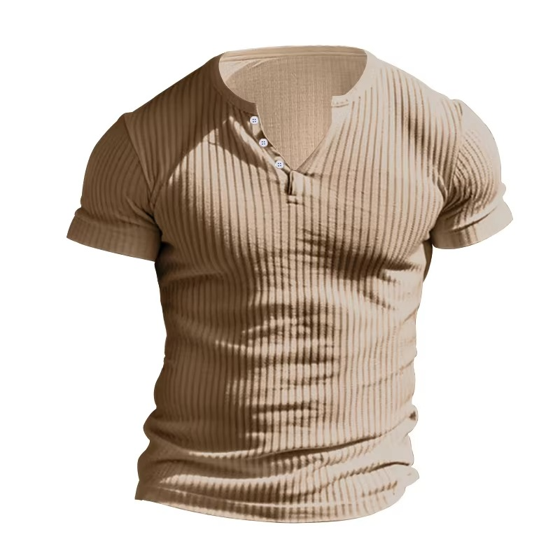 T-shirt Henley coupe slim pour homme