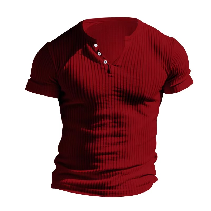 T-shirt Henley coupe slim pour homme
