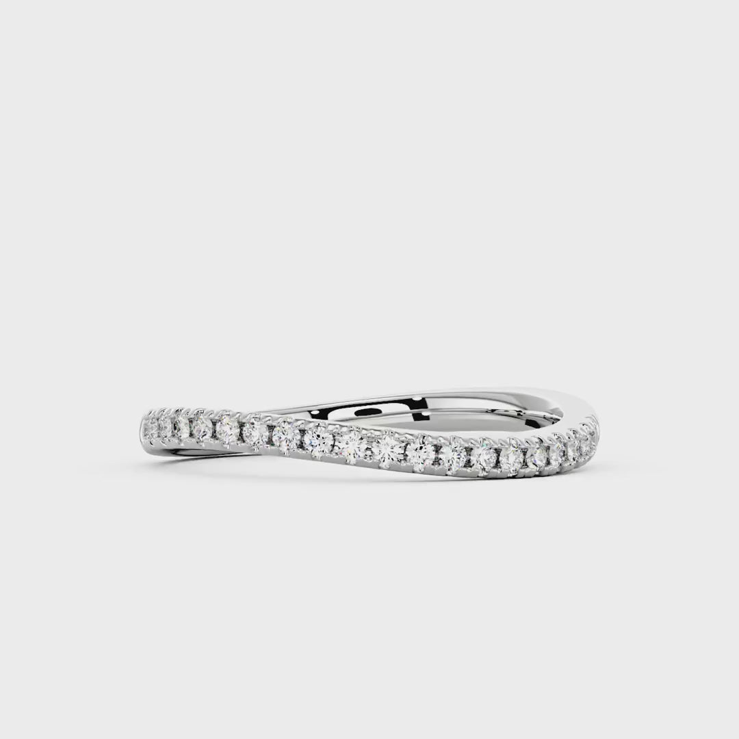 Nature Inspired Wave Moissanite Pavé Half Eternity Band