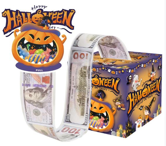 Pumpkin candy Halloween theme party decoration money box atmosphere layout props