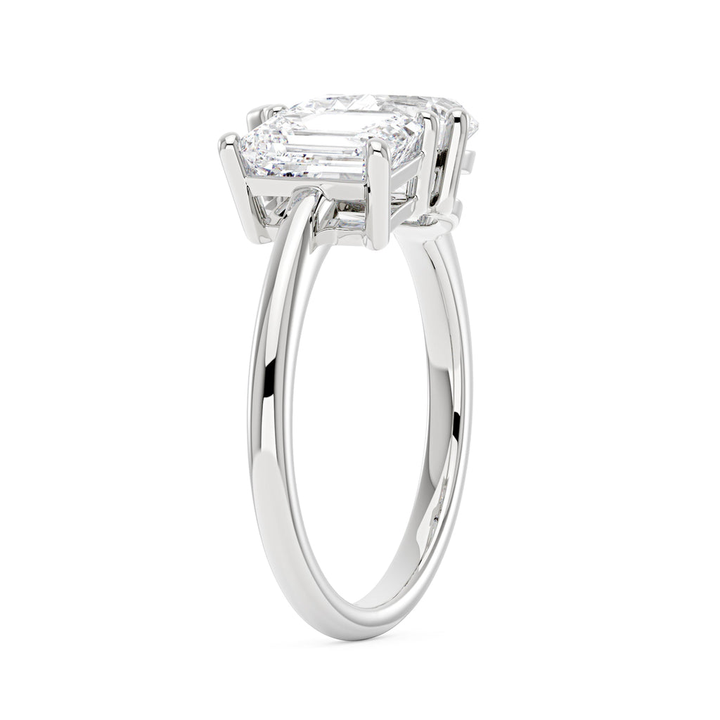 Emerald and Pear Moissanite Toi et Moi Ring