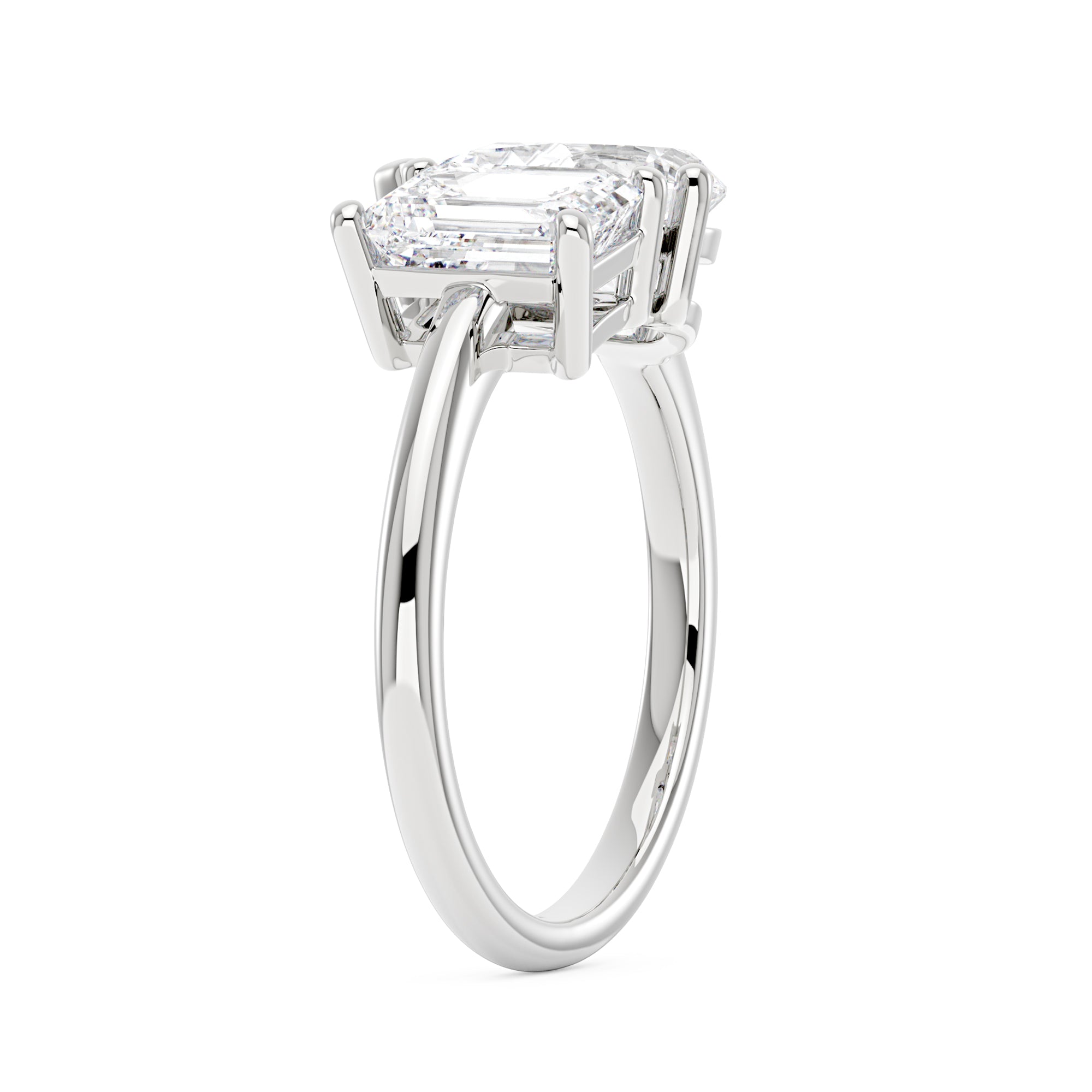 Bague Toi et Moi en émeraude et moissanite poire