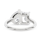 Emerald and Pear Moissanite Toi et Moi Ring