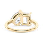 Emerald and Pear Moissanite Toi et Moi Ring