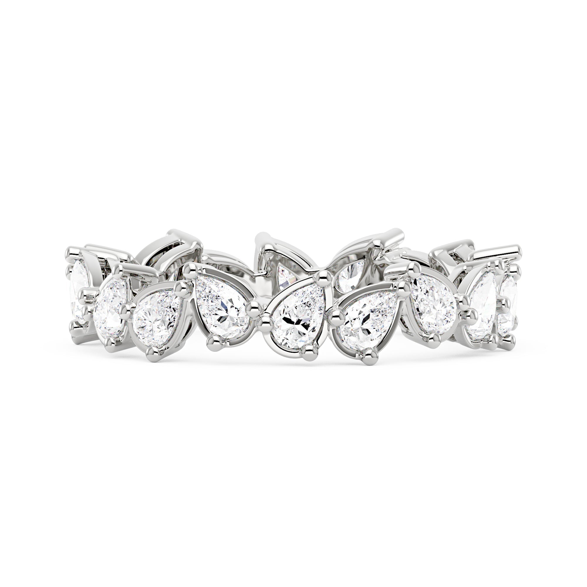 Irregular Pear Moissanite Bezel Eternity Band