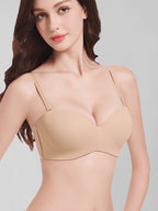 Soutien-gorge demi-bonnet push-up convertible sans bretelles et sans coutures